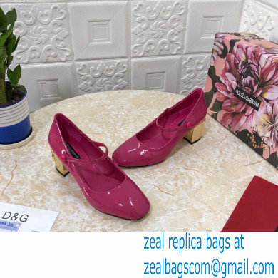 Dolce  &  Gabbana Heel 6.5cm Patent Leather Mary Janes Fuchsia with DG Karol Heel 2021